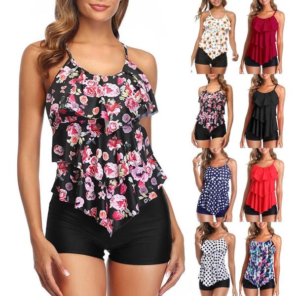 

one-piece suits swimwear women print ruffle push up monokini one piece swimsuit bikinis 2021 mujer maillot de bain femme