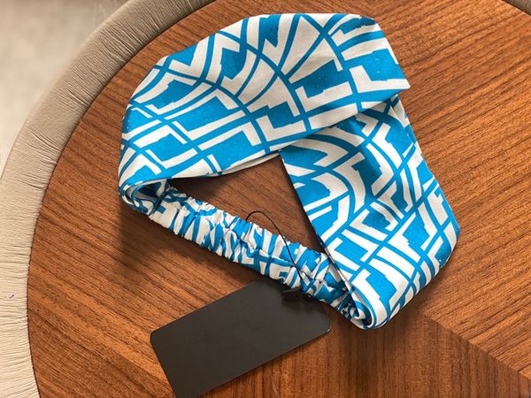 

2021 silk elastic turban heabands hair bands bandanas for women designer full letter printed headband headwraps bandana gift dropship, Blue;gray