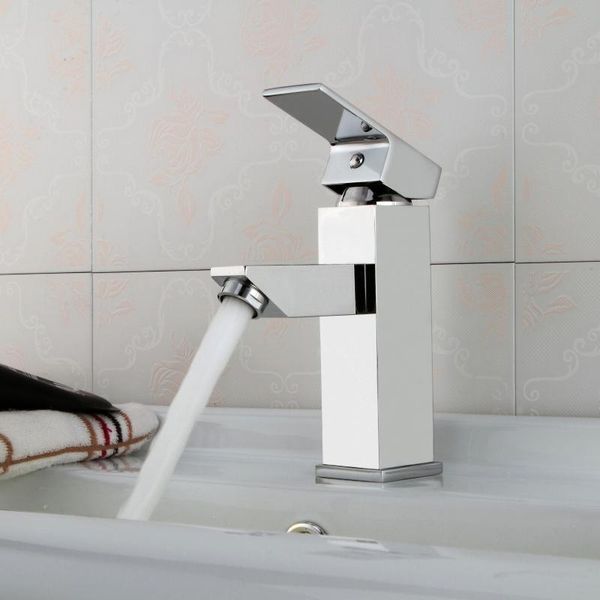 

brand high-quality chrome polish single handle hole mixer tap deck mounted cold/ bathroom waterfall basin sink faucet faucets