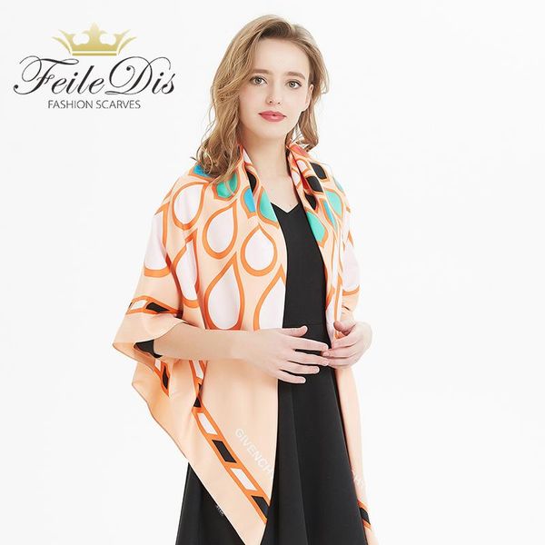 

scarves [feiledis] 2021 women large shawls print stoles square bandana kerchief scarf female soft as1912, Blue;gray