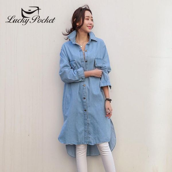 

women's blouses & shirts women autumn loose casual fashion long denim blouse female brand plus size outerwear ladies oversize s, White