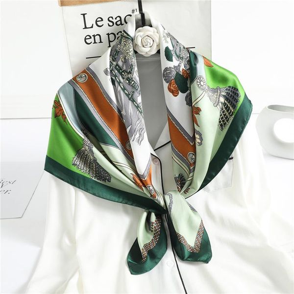 

scarves women luxury design horse printed large size bandana imitated silk soft elegent business wear decoration scarf wrap hijab, Blue;gray