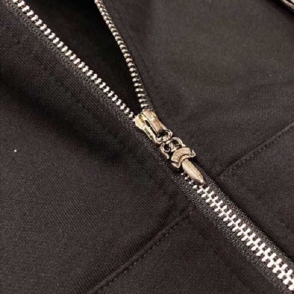 

horseshoe cross zipper croxinhong chromehearts hoodie for men and women, Black