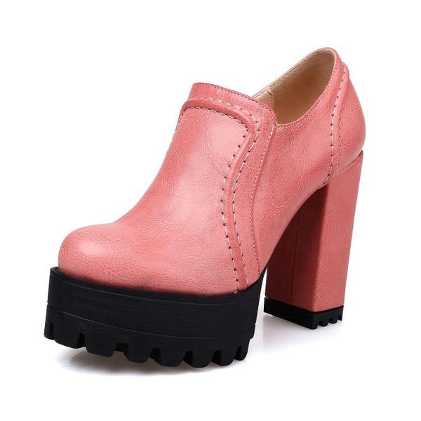 

dress shoes big size round head platform ladies high heels women woman pumps, Black