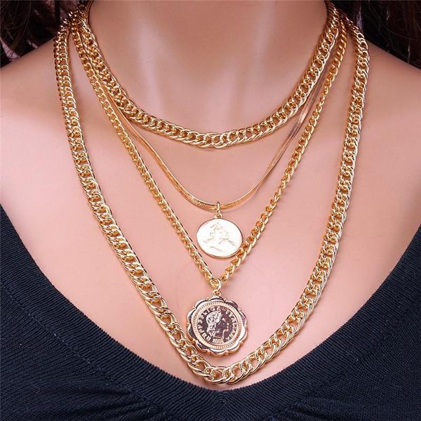 

vintage boho multilevel gold coin chain necklace for women wedding punk snake pendant necklaces party jewelry gift, Silver