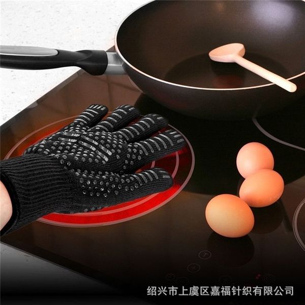 

3jt straight high temperature resistant bbq barbecue aramid microwave oven barbecue ves microwave mittens fingerless gloves oven anti scald, Blue;gray