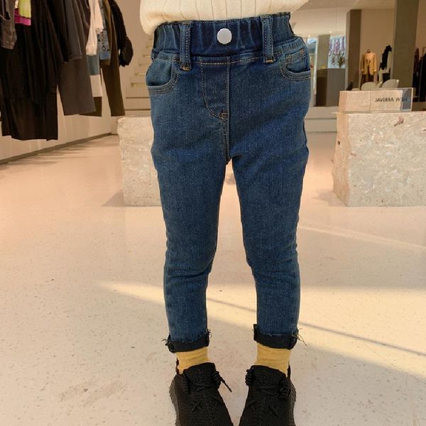 

winter arrival girls thick fleece pants kids warm trousers jeans, Blue