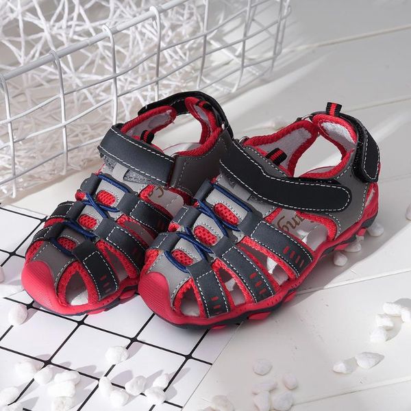 

sandals 2021 children summer fashion shoes boy girl closed toe beach kids casual solid color sneakers, Black;red