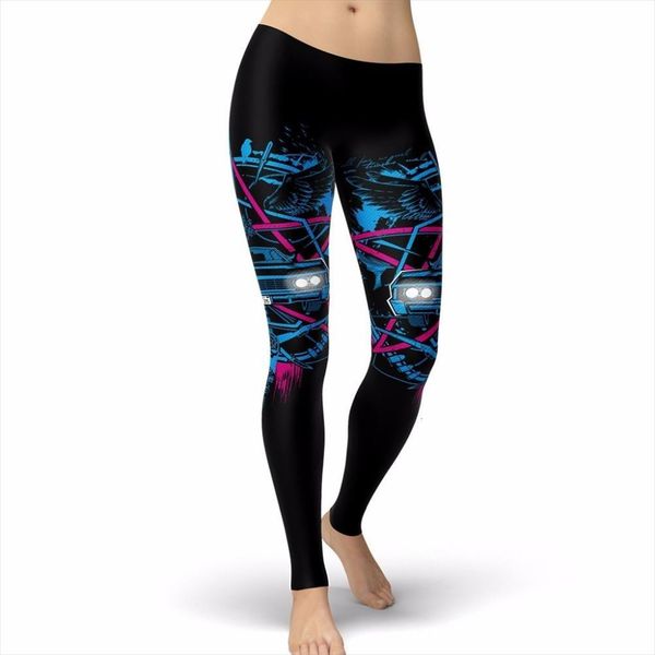 

supernatural timebo mala car womens legging leggins printed work out fitness, Black