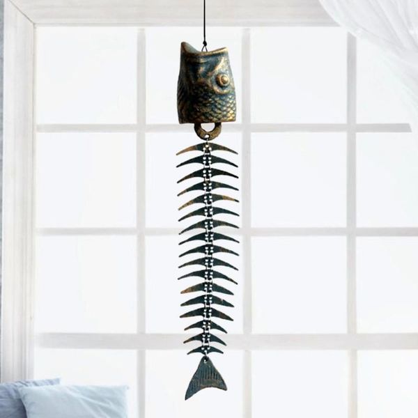 

decorative objects & figurines wind chime fish bone design hanging metal pendant home decor ornament for garden office decoration