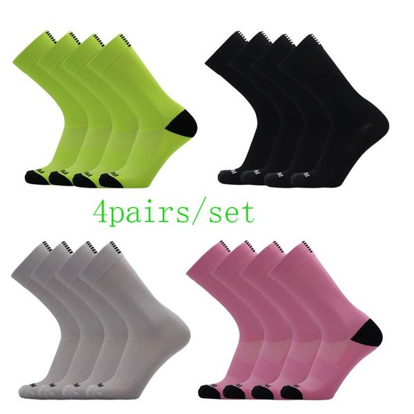 

sports socks cycling men 4 pairs/set biking women sport sweat absorbing breathable football soccer compression wholesale, Black