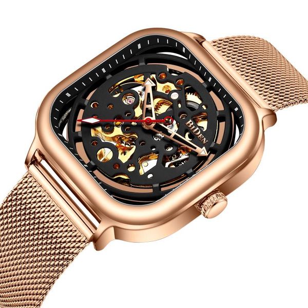 

wristwatches 2021 biden colorfast quadrate automatic relogio masculino with men, Slivery;brown