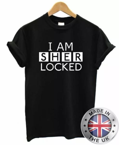 

sherlock holmes - i am sherlocked "" t-shirt s-xxl uomo donna, White;black