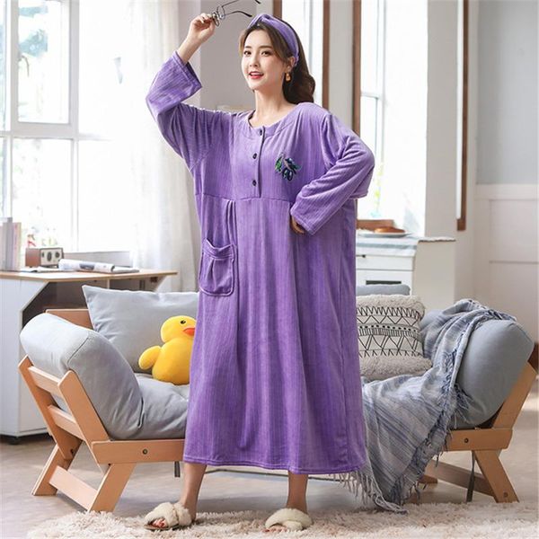 

women's sleepwear sleeping skirt autumn winter oversized fat mm female pregnant woman pit strip nightgown simple home dress bath robe n, Black;red