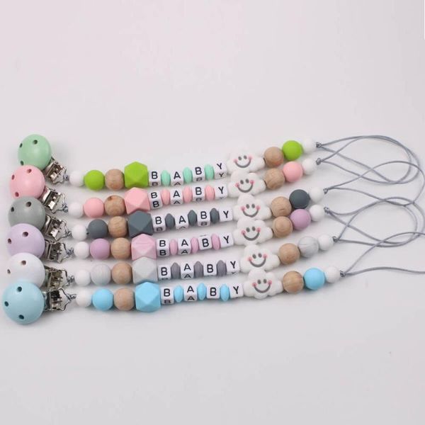 

pacifiers# personalized pacifier chain custom baby name cloud silicone nipple clip anti-drop food grade teether molar toys