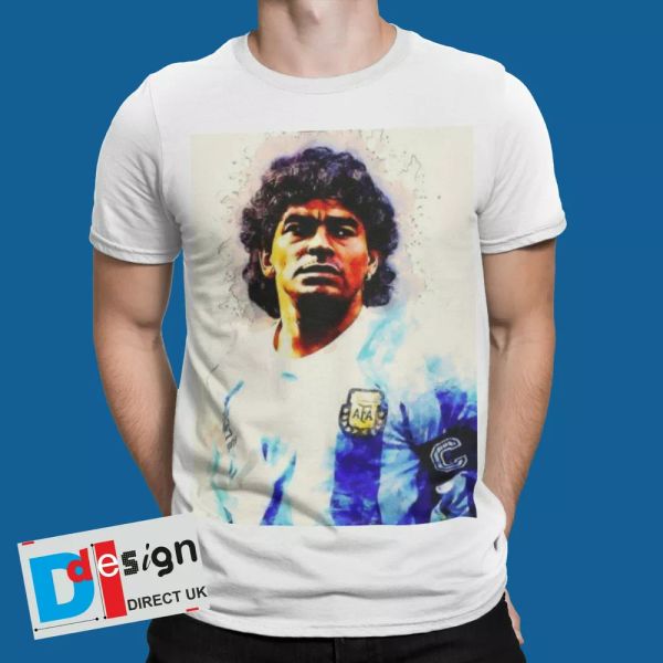 

diego maradona t-shirt football classic greatest 70s 80s 90s retro 10 el captain, White;black