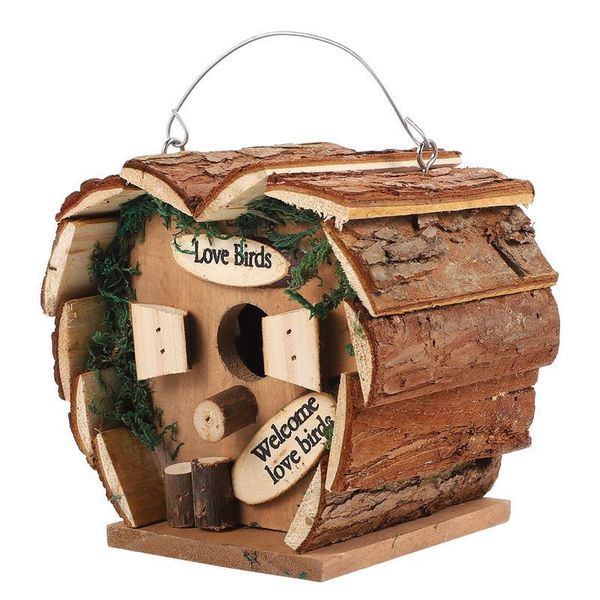 

1pc outdoor hanging bird cage wood house pet nest parrot breeding box garden decorative cages