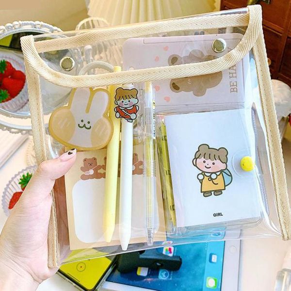 

pencil bags transparent large capacity bag case ins waterproof portable pencils pouch stationery back to school