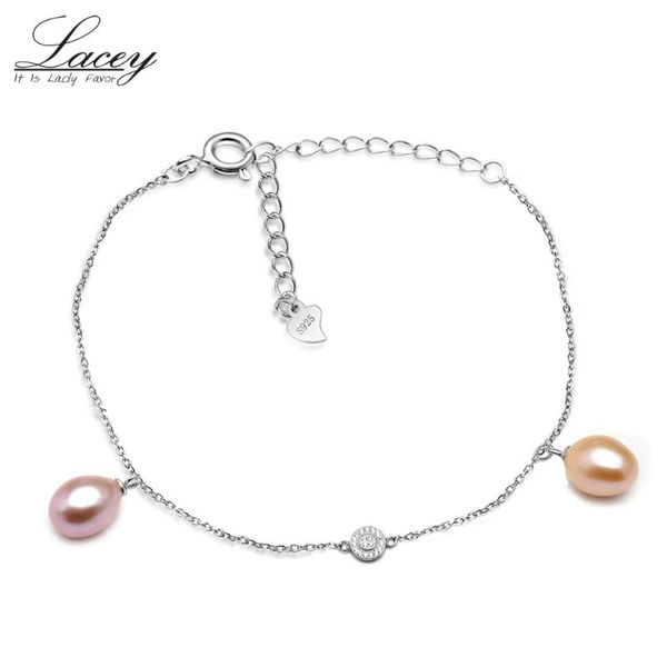 

anklets natural freshwater pearl for women,double 925 streling silver anklet fashion jewelry gift, Red;blue