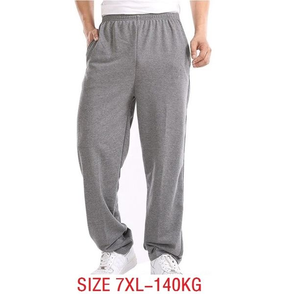 

size 7xl 140kg men simple cotton sports pants autumn black elasticity pants casual mens home pants straight trouser 211119
