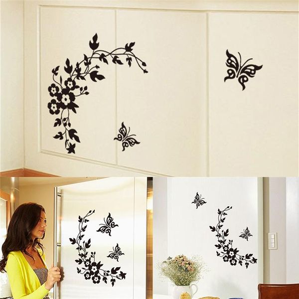 

wall stickers 3d butterfly flowers sticker for kids room bedroom living fridge home decor diy &