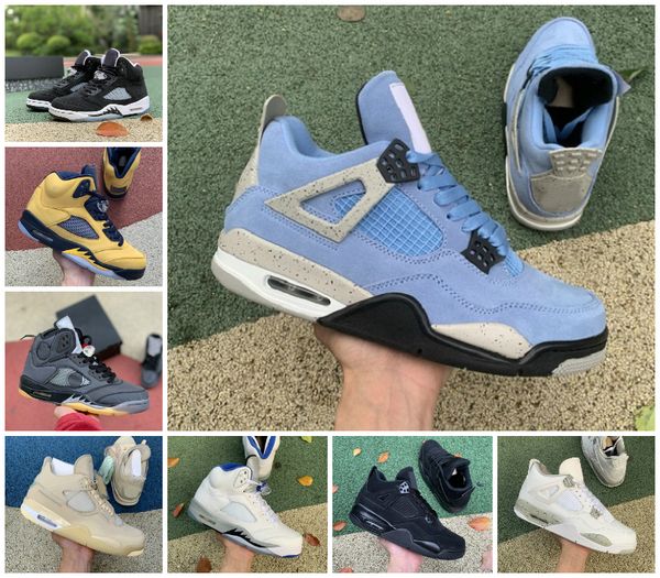 

basketball shoes university blue 4 4s white oreo sail jumpman bred taupe haze neon mens womens 5 5s fire red silver tongue stealth trainers