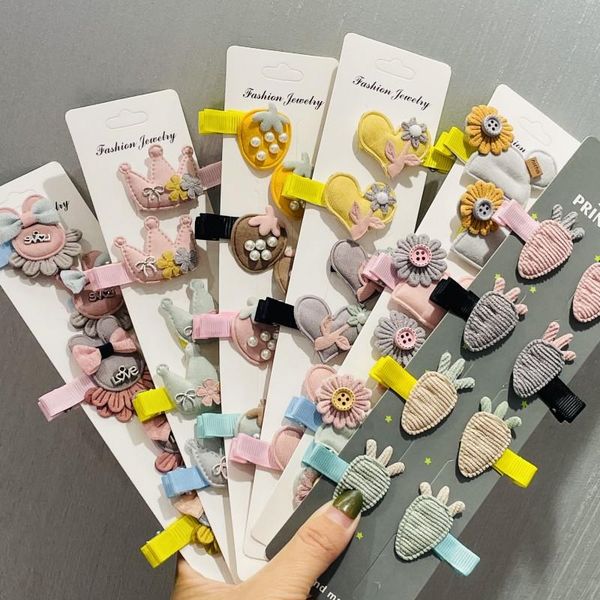 

hair accessories 1set girls cute cartoon fruit animal crown hairpins children sweet clip barrettes headband kids fashion, Slivery;white