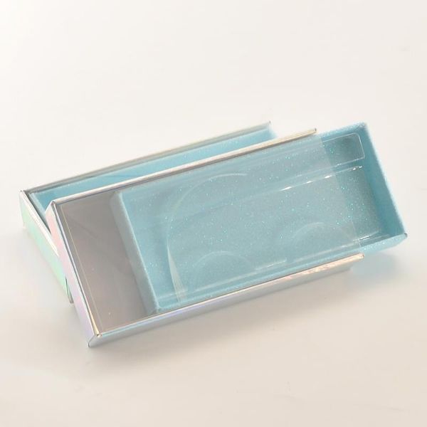 

10/pack wholesale eyelash packaging box lash boxes package custom drawer light blue mink lashes makeup storage case vendors1