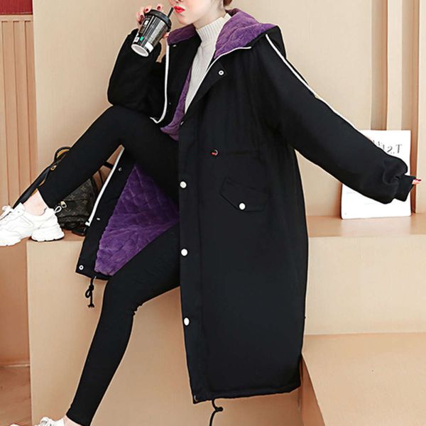 

autumn and winter large fat mm loose cotton jacket warm fashion hooded casual women, Black