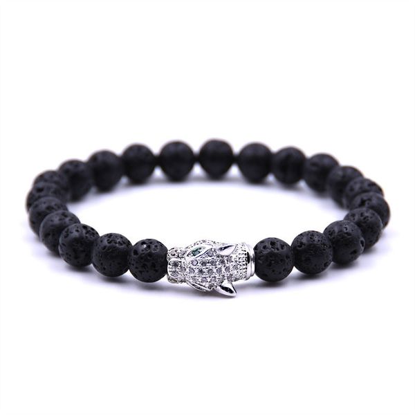 

special offer 70% off natural volcanic stone with haoshi tiger head bracelet, Black