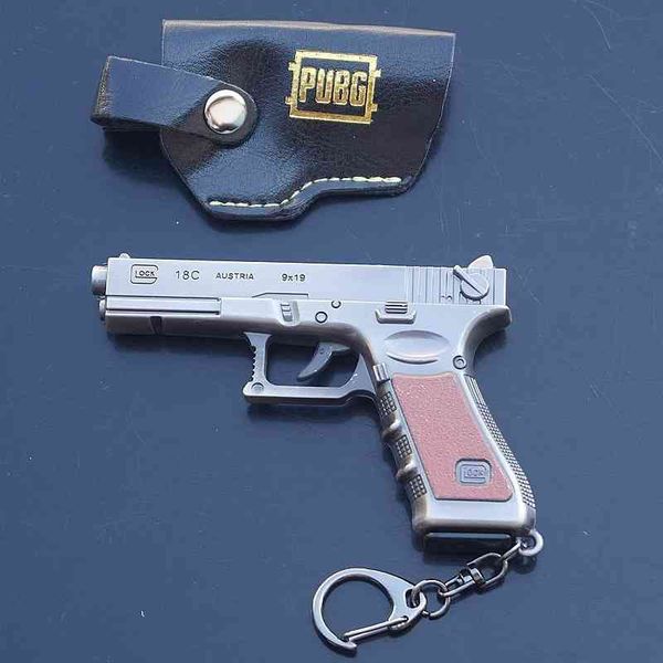 

jedi fleeing chicken eating desert eagle p18c pistol with leather holster alloy weapon model, Blue