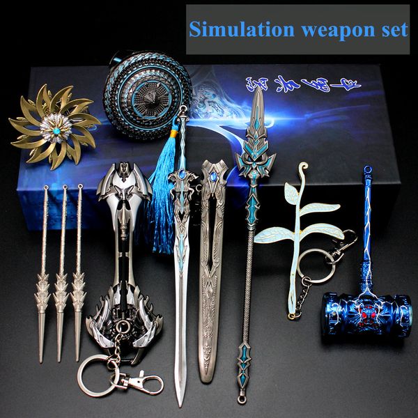 

anime figure weapon set sword model toys ninja sword knife alloy keychain cosplay collection model birthday gift box desk decor, Black