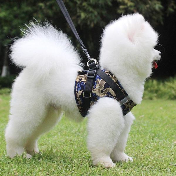 

dog collars & leashes harness adjustable chinese dragon pattern collar for large medium small harnesses vest husky supplies reflective pet