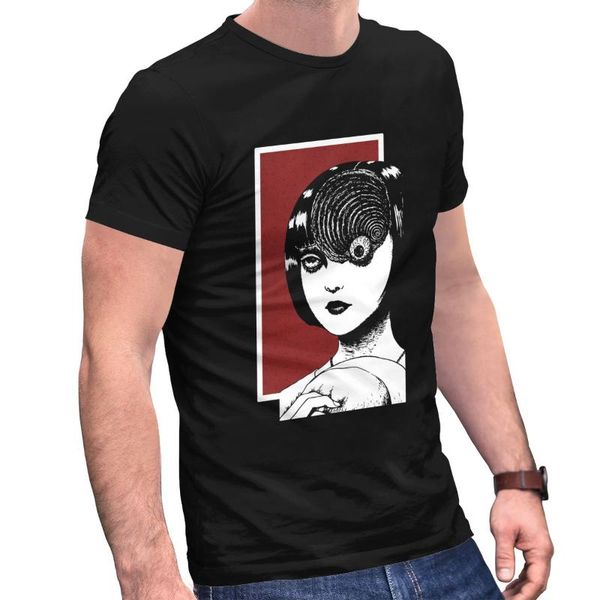 

men's t-shirts tomie junji ito uzumaki t shirt homme cotton tshirt japan horror manga streetwear tee short sleeve casual t-shirt merch, White;black