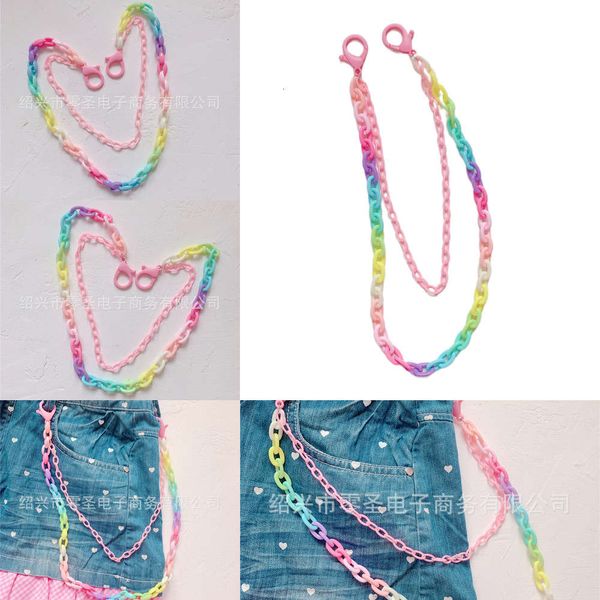 

rin candy double layer girl spring color gradient pants waist jeans hanging chain street, Silver