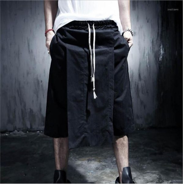 

summer men's shorts fashion personality gothic dark black tide casual plus size stage hip-hop singer costumes, White;black