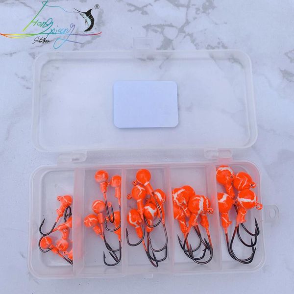 

hong xiang 25ps crank jig head hook fishing lead lure hard bait soft worm for luminous hooks