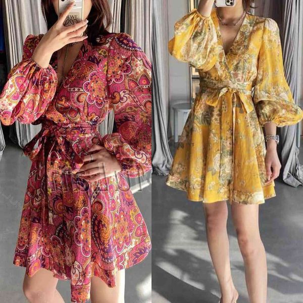 

runway dresses australia zim spring vintage printed v-neck puff sleeve dress 47sv, Black
