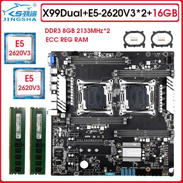 

motherboards jingsha x99 dual motherboard set with 2pcs xeon e5 2620v3 six-core processor and 2*8gb ddr4 2133mhze ecc reg ram