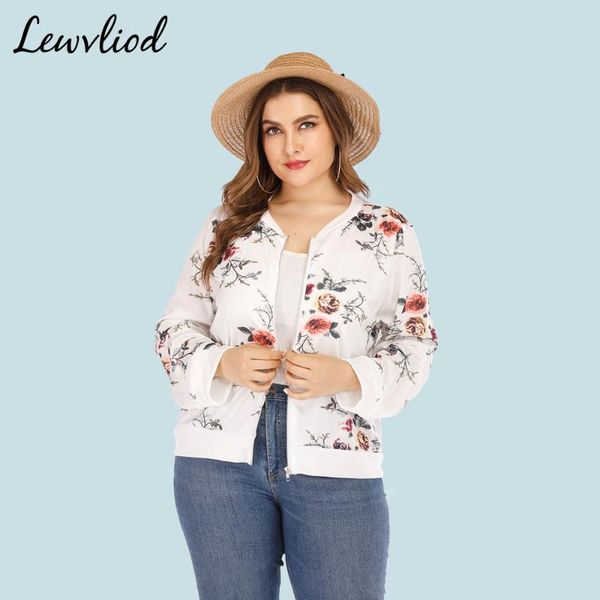 

women's jackets plus size retro floral print casual loose long sleeve coats zipper o neck bomber jacket ladies 2021 spring, Black;brown