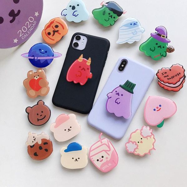 

cell phone mounts & holders funny cartoon cute foldable mobile bracket finger ring handle airbag accessories for