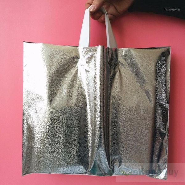 

gift wrap 50pcs silver gray thicken plastic shopping tote bags1