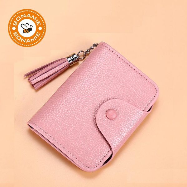 

card holders bonamie genuine leather business holder with tassel men women 20 bits case cowhide bag id wallet, Brown;gray