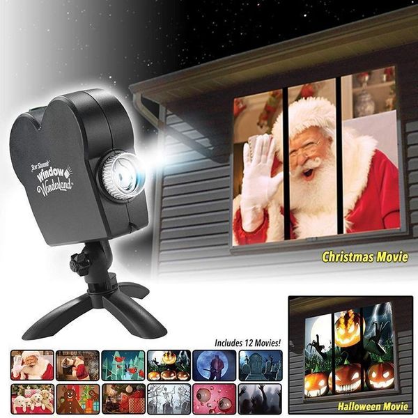 

party decoration window projector 12 movie festival projection lamp halloween & christmas outdoor garden