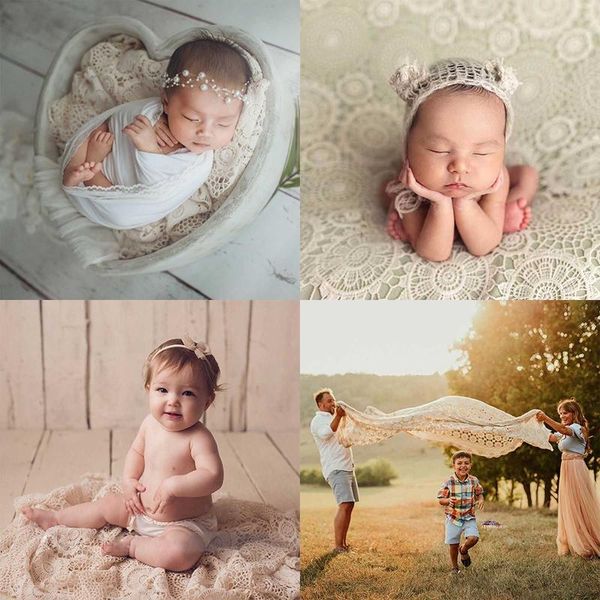 blankets & swaddling born baby toddler pography props hollow lace blanket infants po shooting posing basket filler backdrop cloth d5qf