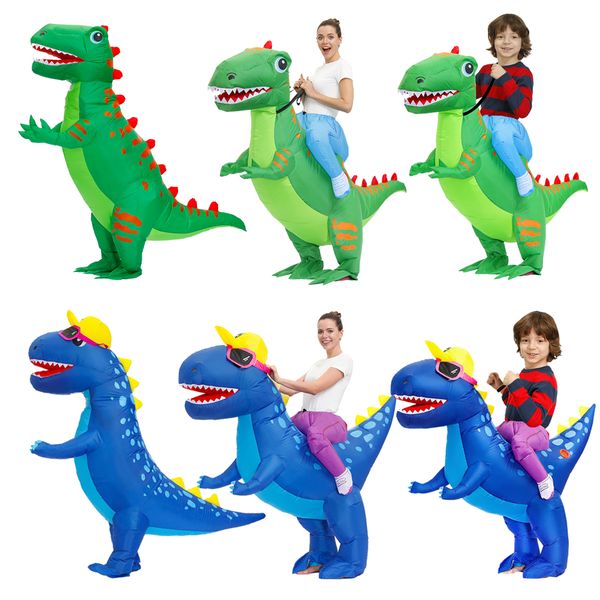 

mascot doll costume kids anime t-rex dinosaur inflatable costumes halloween purim costume green blue dino disfraz funny party suit, Red;yellow