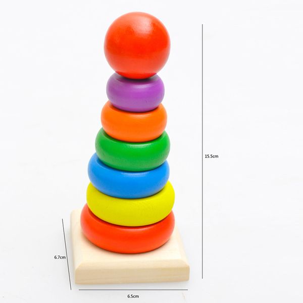 

2021Hot Sale Wooden Giraffe Cartoon Jenga Toy Rainbow Tower Colorful Jenga Early Educational Parent-Child Interactive Toy