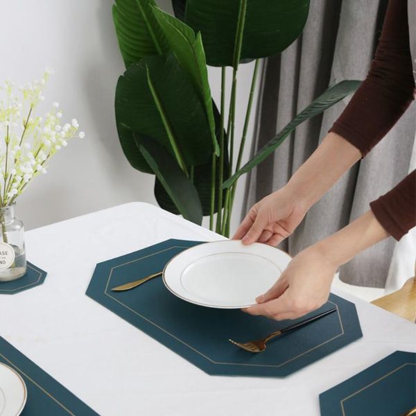 

leather placemat(17"x11.8") and (5.5"x3.9") set non-slip stain resistant table mats & pads