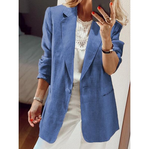 

women's suits & blazers blazer femenino office lady single button fashion spring autumn coat long sleeve lapel collar solid color elega, White;black