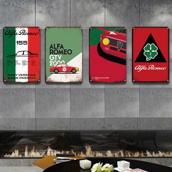 

vintage alfa romeo art poster tin sign garage home decorative plate retro car stickers man cave decor metal plaque signs